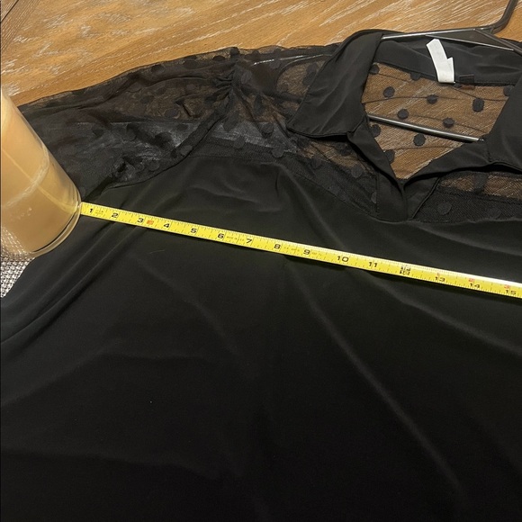 T.J.Maxx Black Sheer Polka Dot Blouse - Picture 5 of 10